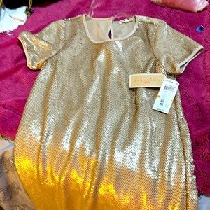 Champagne Sequin above the knee party dress size small